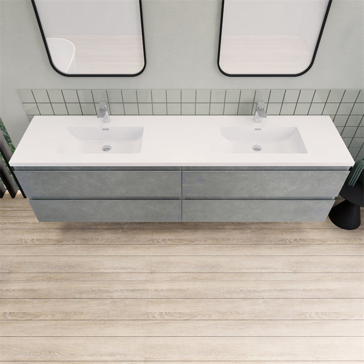 84" Double Sink Magpie Floating Vanity in Cement Gray