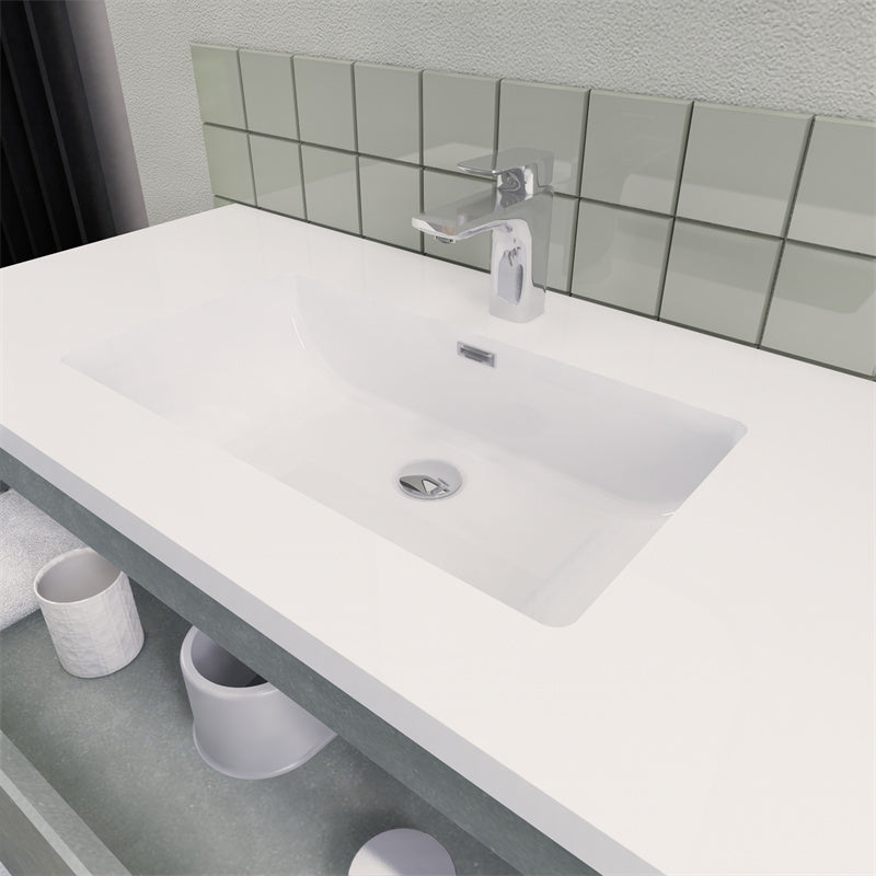 84" Double Sink Magpie Floating Vanity in Cement Gray
