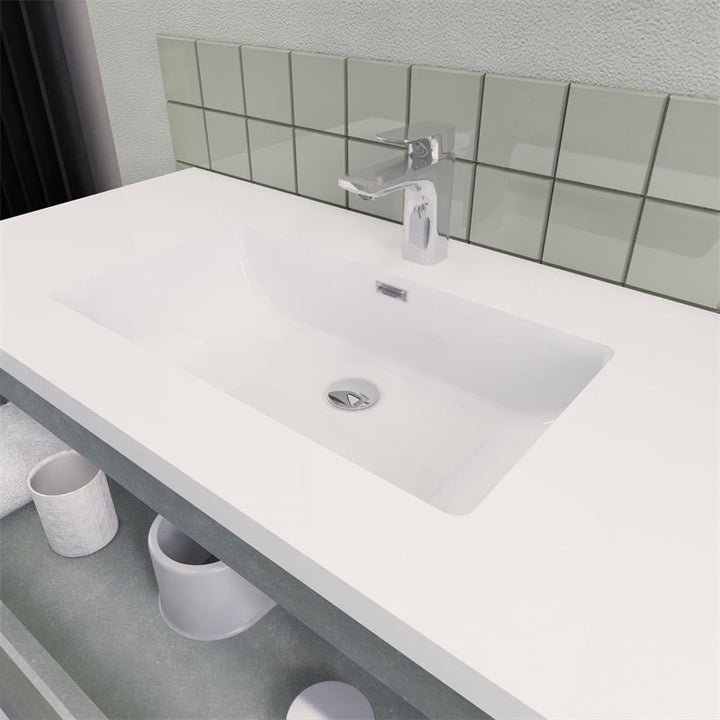 84" Double Sink Magpie Floating Vanity in Cement Gray