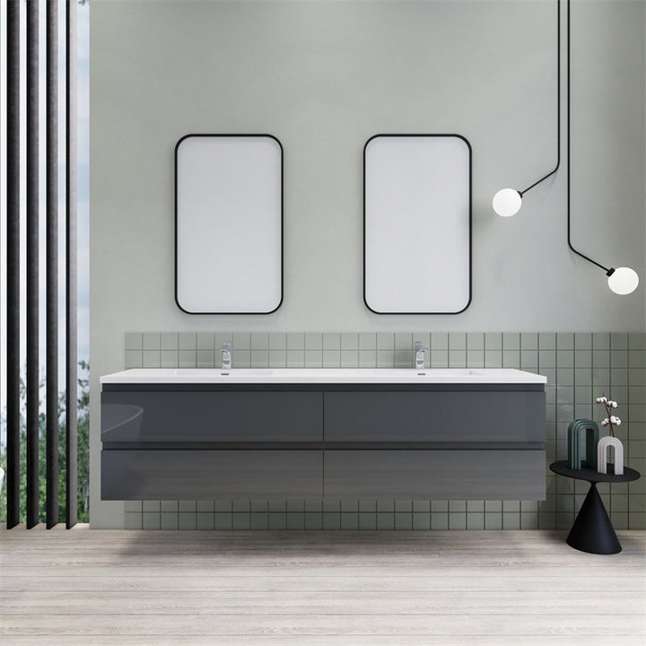 Magpie Floating Vanity in High Gloss Gray (24-84 inches)