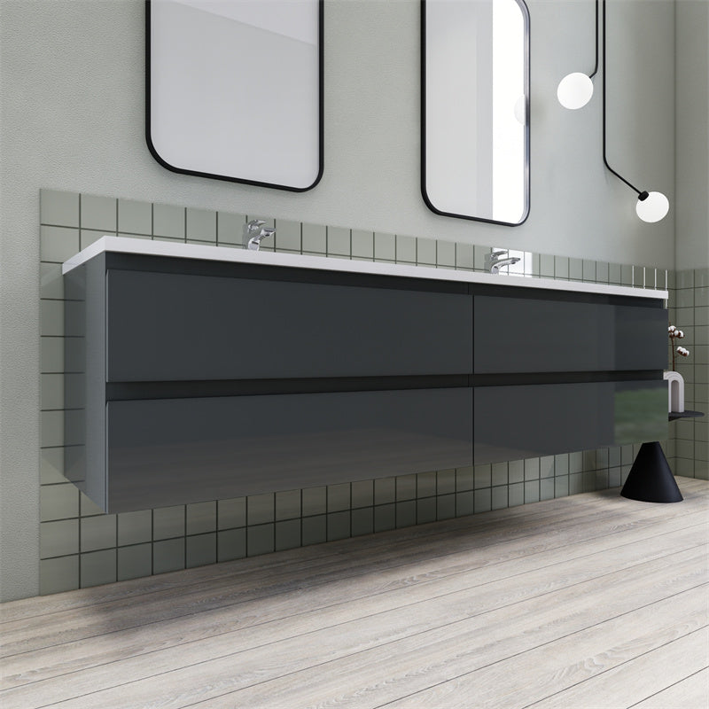 Magpie Floating Vanity in High Gloss Gray (24-84 inches)