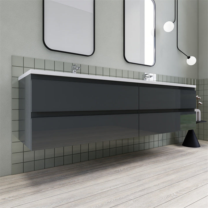 Magpie Floating Vanity in High Gloss Gray (24-84 inches)
