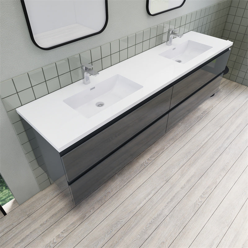Magpie Floating Vanity in High Gloss Gray (24-84 inches)