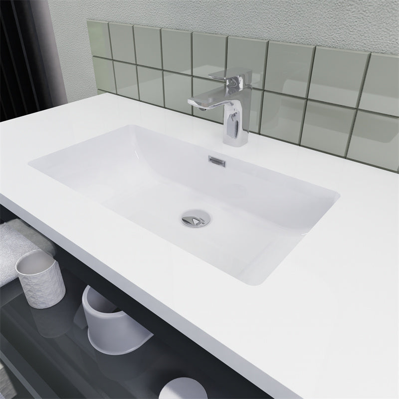 Magpie Floating Vanity in High Gloss Gray (24-84 inches)