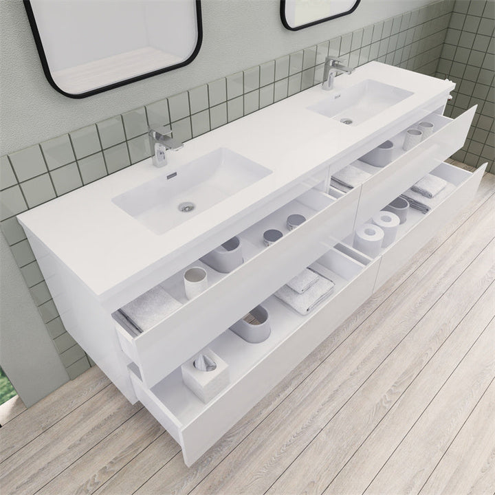 Magpie Floating Vanity in High Gloss White (24-84 inches)