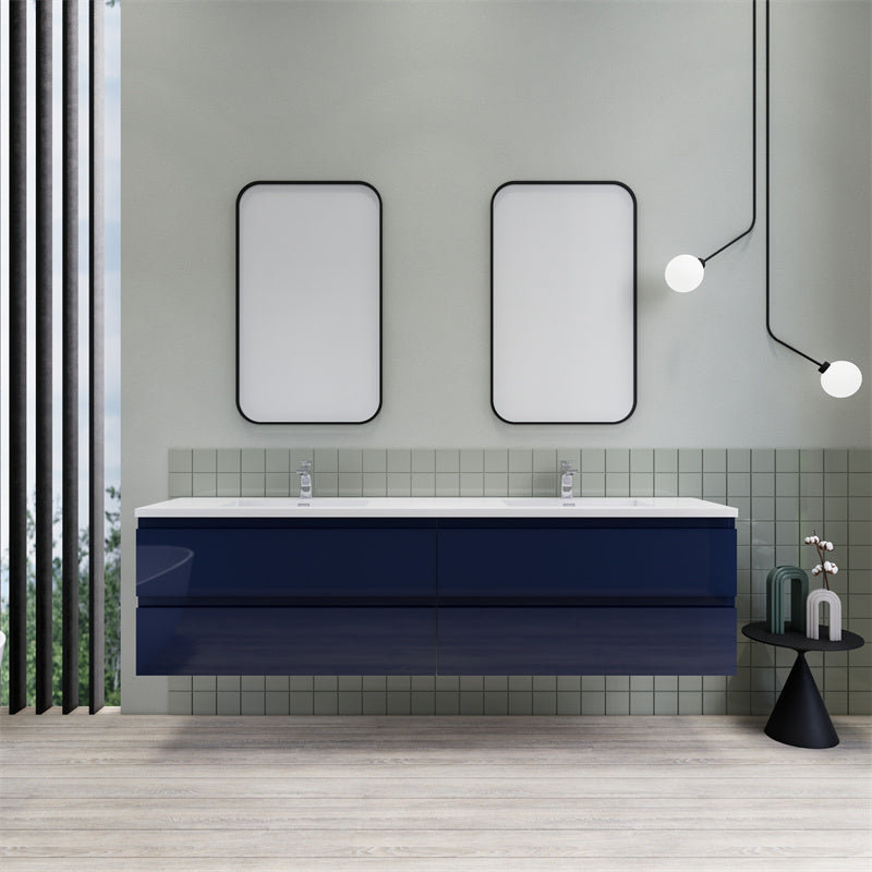 Magpie Floating Vanity in High Gloss Blue (24-84 inches)