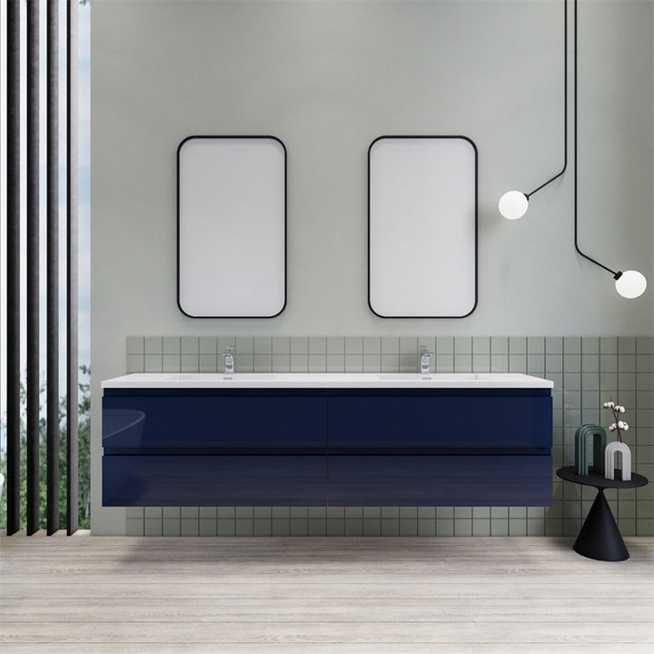 Magpie Floating Vanity in High Gloss Blue (24-84 inches)