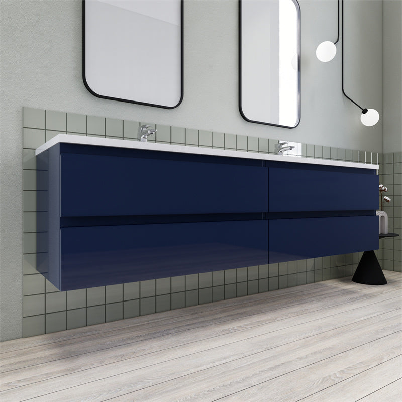 Magpie Floating Vanity in High Gloss Blue (24-84 inches)