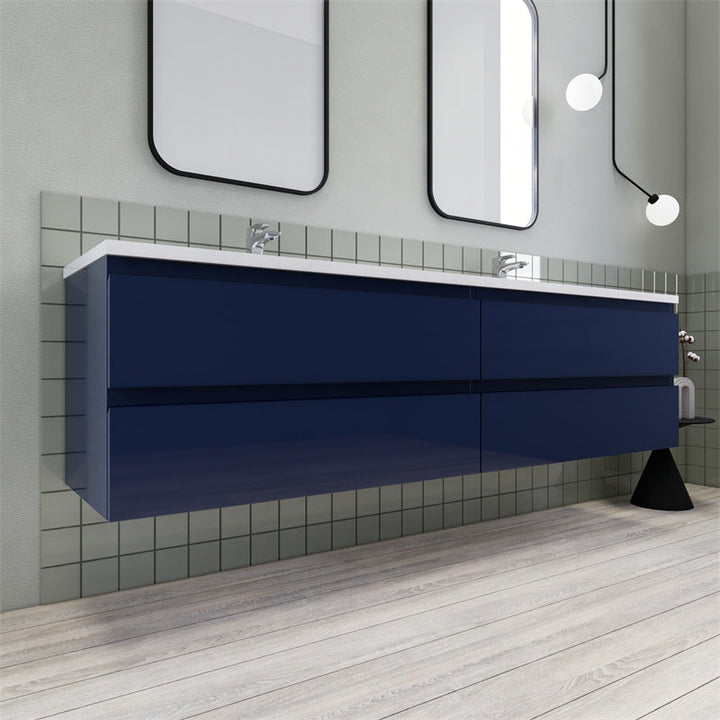 Magpie Floating Vanity in High Gloss Blue (24-84 inches)
