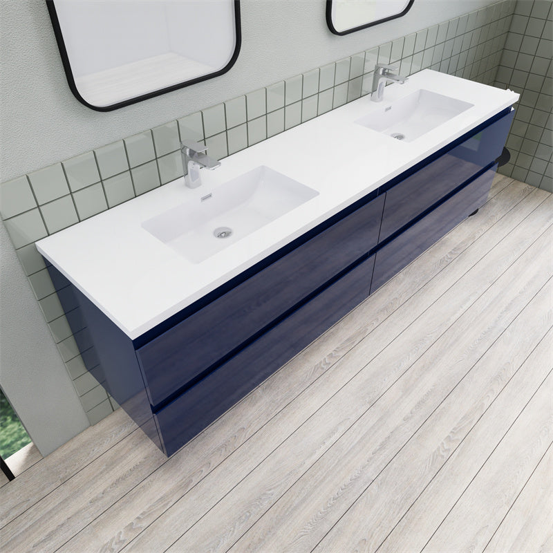 Magpie Floating Vanity in High Gloss Blue (24-84 inches)