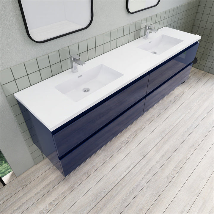 Magpie Floating Vanity in High Gloss Blue (24-84 inches)