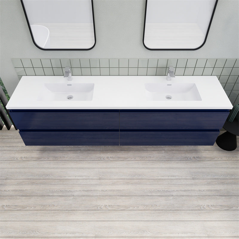 Magpie Floating Vanity in High Gloss Blue (24-84 inches)