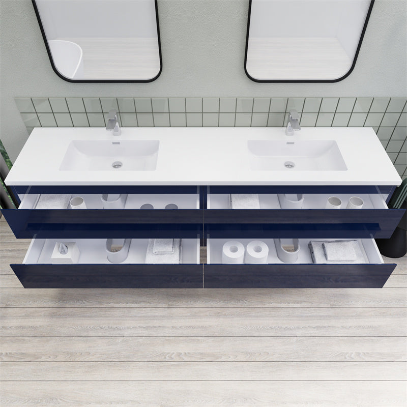 Magpie Floating Vanity in High Gloss Blue (24-84 inches)