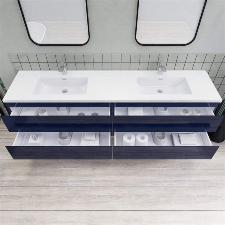 Magpie Floating Vanity in High Gloss Blue (24-84 inches)