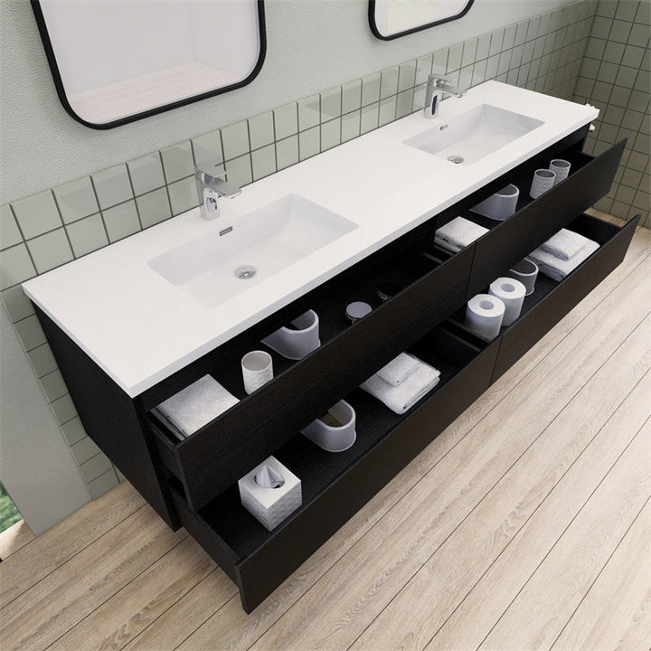 Magpie Floating Vanity in Rich Black Oak (24-84 inches)