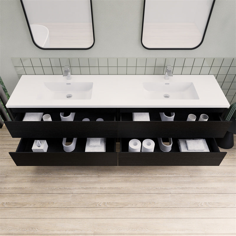 Magpie Floating Vanity in Rich Black Oak (24-84 inches)