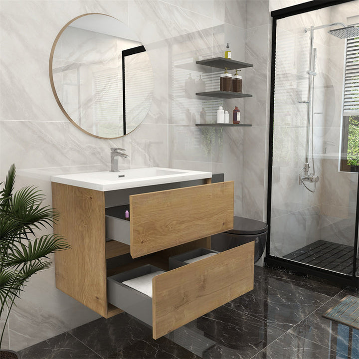 Pacifica Floating Vanity in White Oak (24-84 inches)