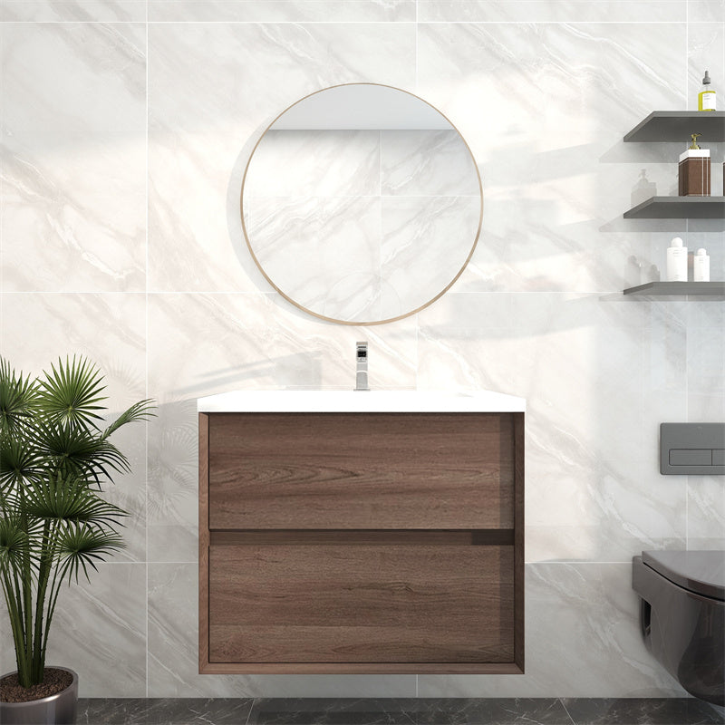 Pacifica Floating Vanity in Red Oak (24-84 inches)