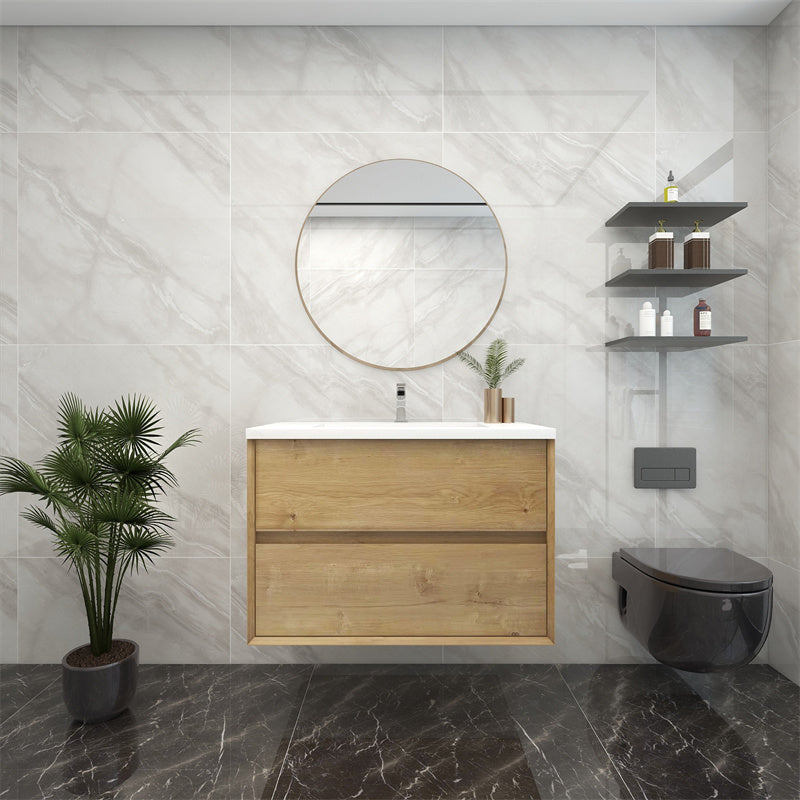 Pacifica Floating Vanity in White Oak (24-84 inches)