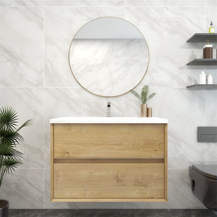 Pacifica Floating Vanity in White Oak (24-84 inches)