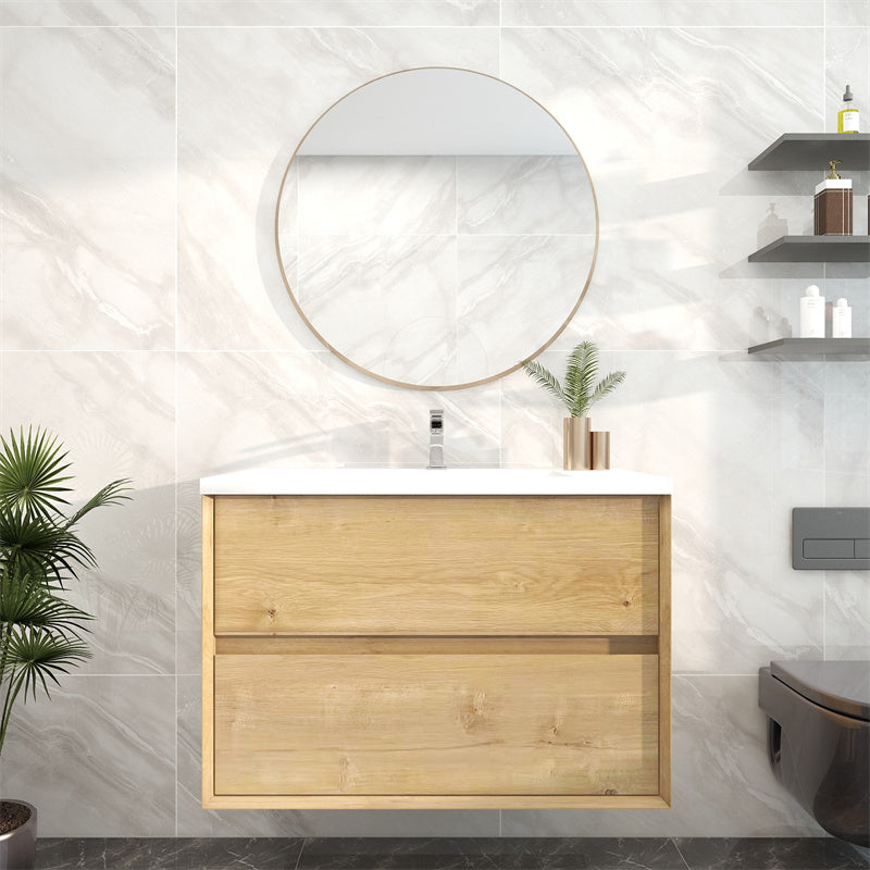 Pacifica Floating Vanity in White Oak (24-84 inches)