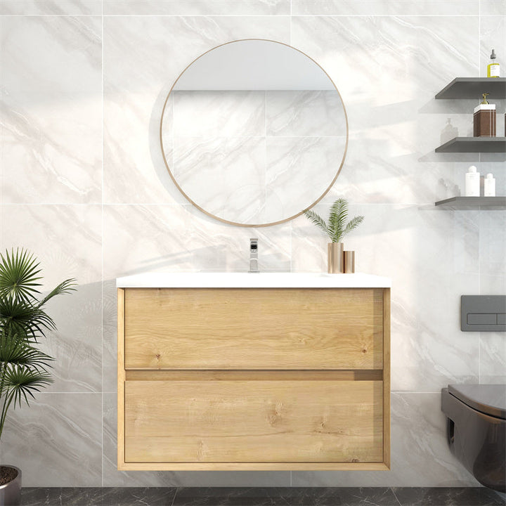 Pacifica Floating Vanity in White Oak (24-84 inches)