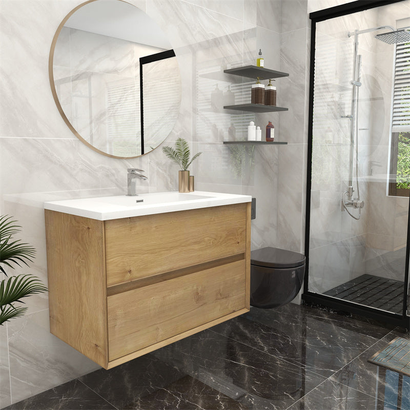 Pacifica Floating Vanity in White Oak (24-84 inches)