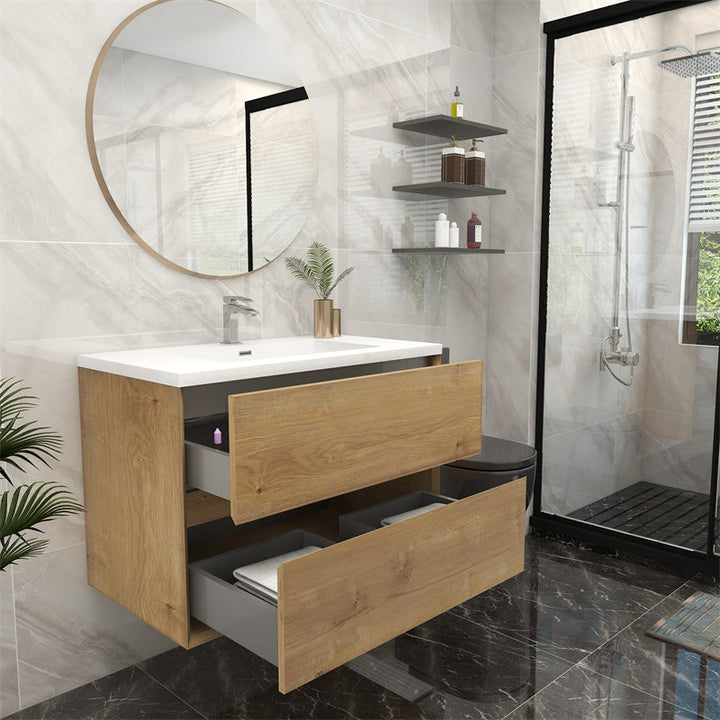 Pacifica Floating Vanity in White Oak (24-84 inches)