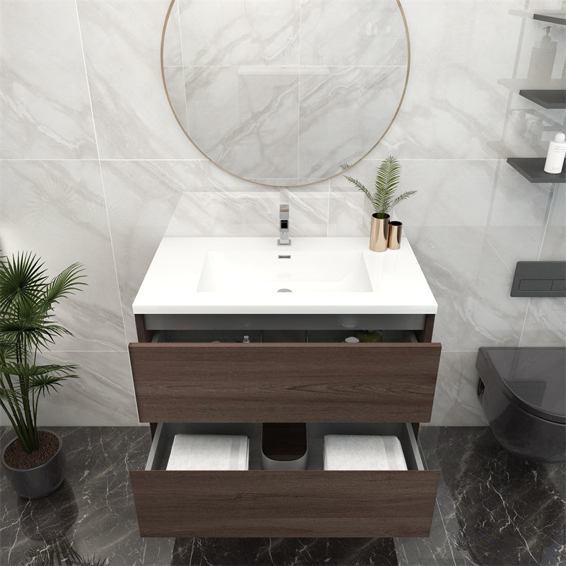 Pacifica Floating Vanity in Red Oak (24-84 inches)