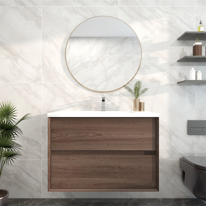 Pacifica Floating Vanity in Red Oak (24-84 inches)