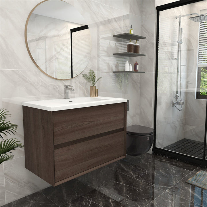 Pacifica Floating Vanity in Red Oak (24-84 inches)