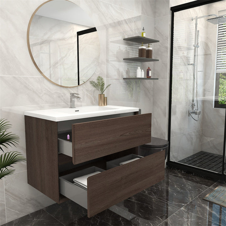 Pacifica Floating Vanity in Red Oak (24-84 inches)