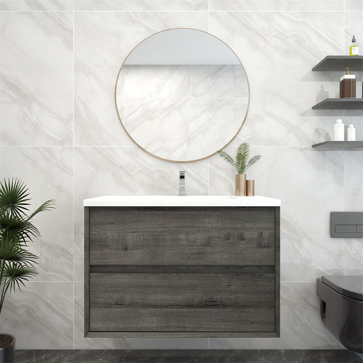 Pacifica Floating Vanity in Smoke Oak (24-84 inches)