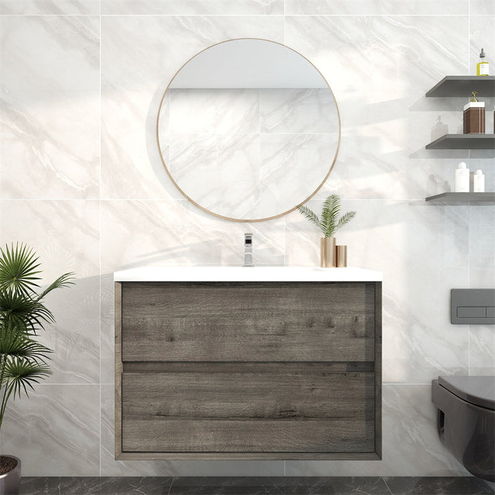 Pacifica Floating Vanity in Smoke Oak (24-84 inches)