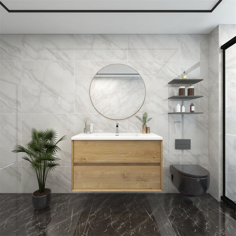 Pacifica Floating Vanity in White Oak (24-84 inches)