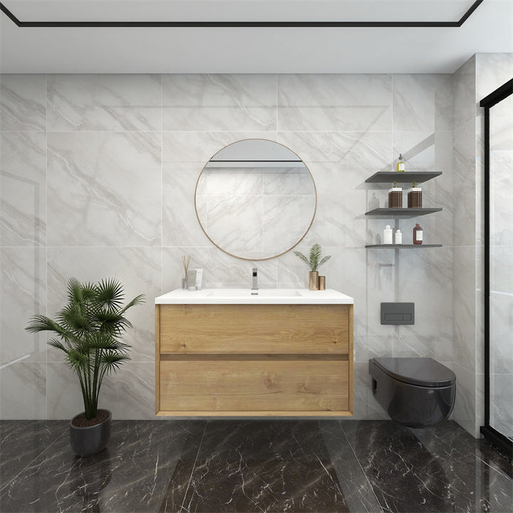 Pacifica Floating Vanity in White Oak (24-84 inches)