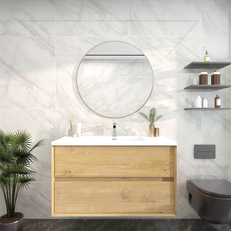 Pacifica Floating Vanity in White Oak (24-84 inches)