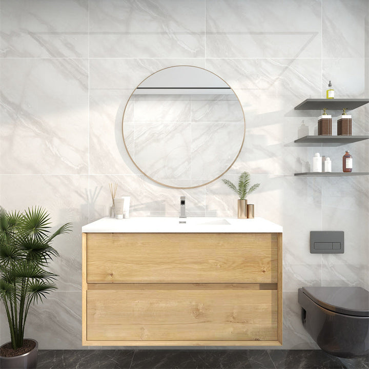 Pacifica Floating Vanity in White Oak (24-84 inches)