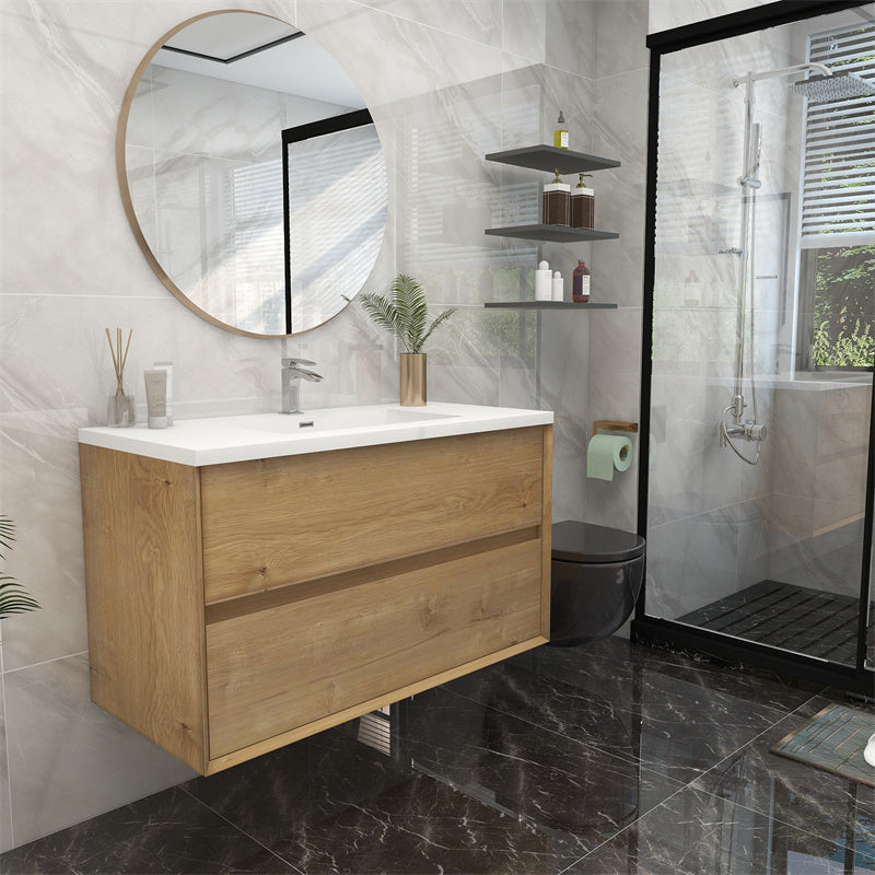Pacifica Floating Vanity in White Oak (24-84 inches)