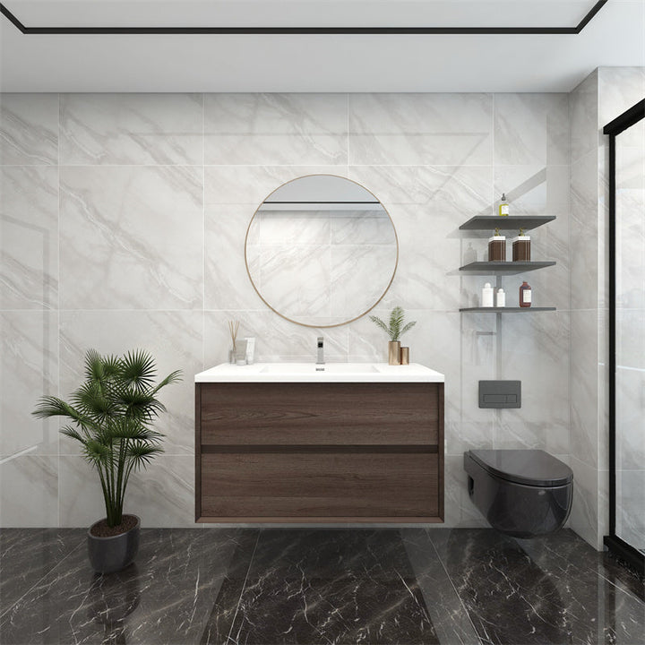Pacifica Floating Vanity in Red Oak (24-84 inches)