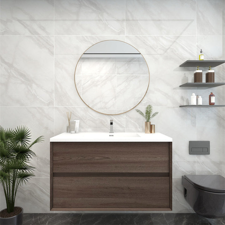 Pacifica Floating Vanity in Red Oak (24-84 inches)