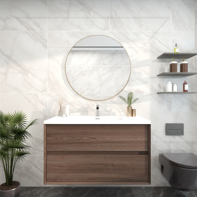 Pacifica Floating Vanity in Red Oak (24-84 inches)