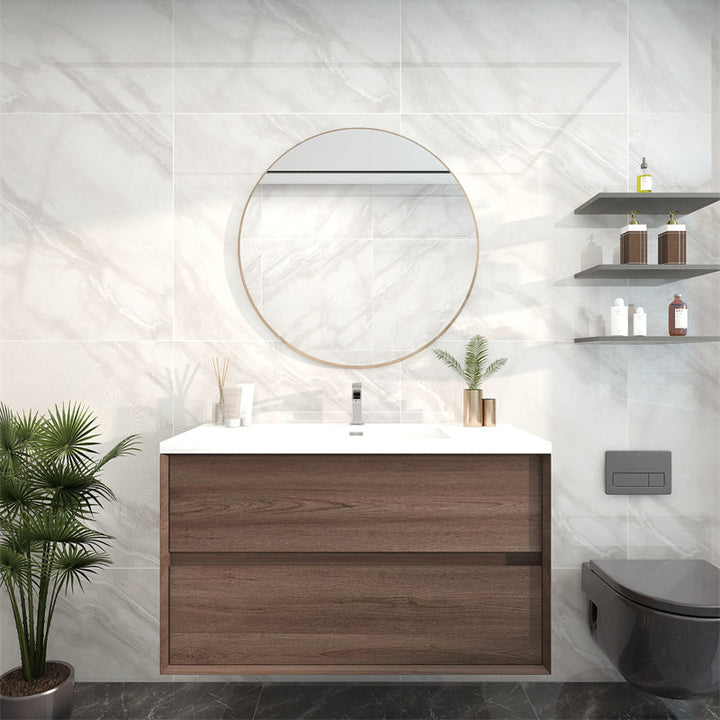 Pacifica Floating Vanity in Red Oak (24-84 inches)