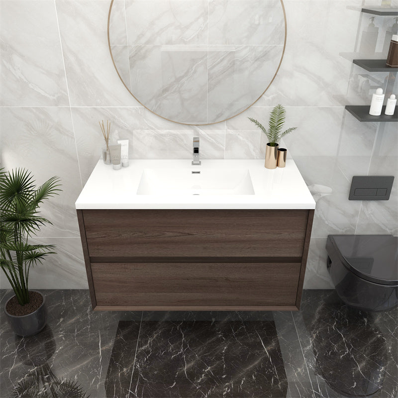 Pacifica Floating Vanity in Red Oak (24-84 inches)