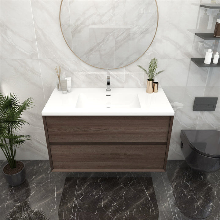 Pacifica Floating Vanity in Red Oak (24-84 inches)