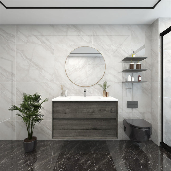 Pacifica Floating Vanity in Smoke Oak (24-84 inches)