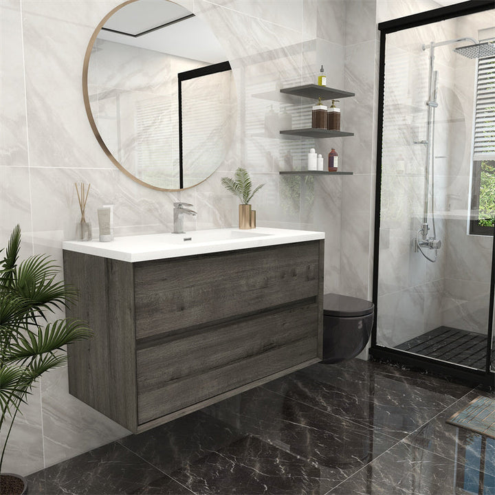 Pacifica Floating Vanity in Smoke Oak (24-84 inches)