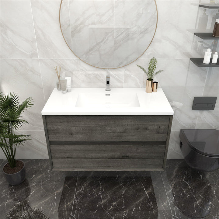 Pacifica Floating Vanity in Smoke Oak (24-84 inches)