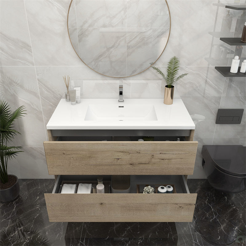 42" Pacifica Floating Vanity in Light Oak