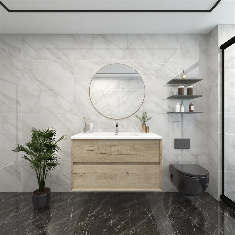 42" Pacifica Floating Vanity in Light Oak